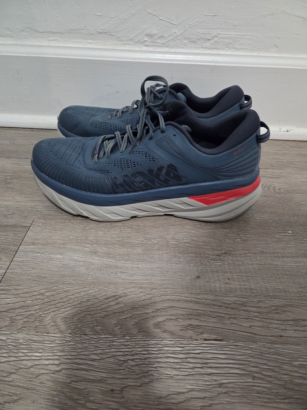 Hoka Size 13 Men's Navy Blue Athletic Running Shoe with Red Accent